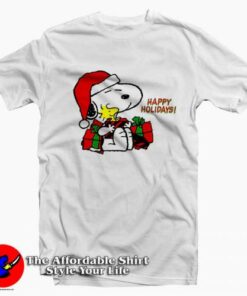 Snoopy Woodstock Peanuts Happy Holidays T-shirt On Sale Snoopy Woodstock Peanuts Happy Holidays T-shirt On Sale