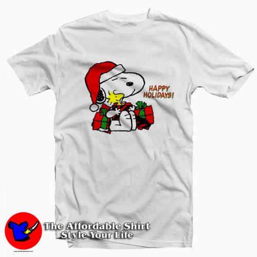 Snoopy Woodstock Peanuts Happy Holidays T-shirt On Sale Snoopy Woodstock Peanuts Happy Holidays T-shirt On Sale