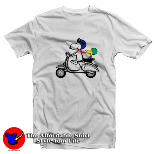 Snoopy and Woodstock on a Vespa T-Shirt On Sale