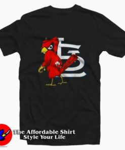 St Louis Cardinal Sports Baseball Mascot Logo T-shirt On Sale St Louis Cardinal Sports Baseball Mascot Logo T-shirt On Sale