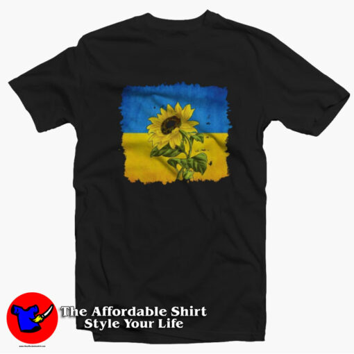 Stand With Ukraine Flag Sunflower Unisex T-shirt On Sale