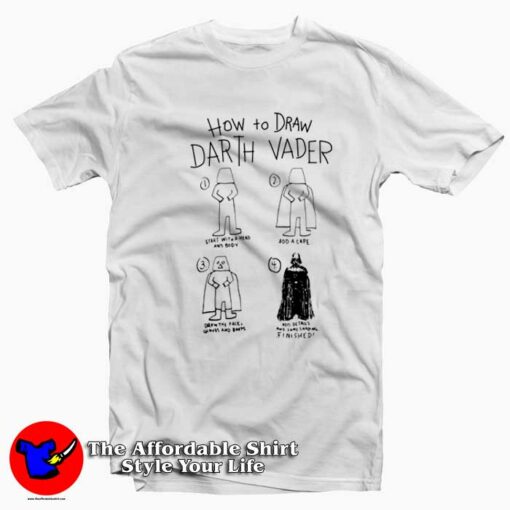 Star Wars How To Draw Darth Vader T-shirt On Sale