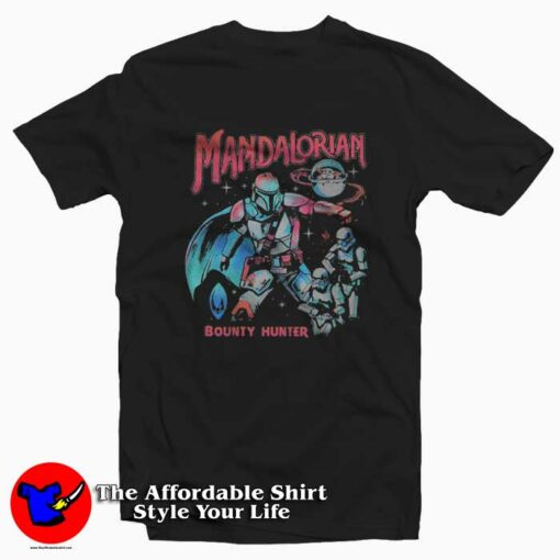 Star Wars The Mandalorian Neon Mandalorian T-Shirt On Sale