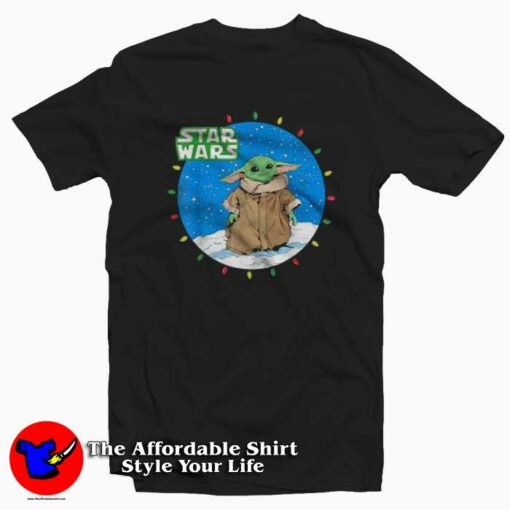 Star Wars Yoda Mandalorian Lights Christmas T-shirt On Sale