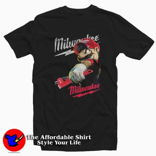 Super Mario And Milwaukee Logo Graphic T-Shirt On Sale