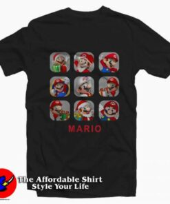 Super Mario Cute Mario Moods Box Graphic T-Shirt On Sale Super Mario Cute Mario Moods Box Graphic T-Shirt On Sale
