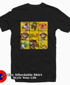 Super Mario Maker 2 Character Logo Box T-Shirt Cheap Super Mario Maker 2 Character Logo Box T-Shirt Cheap