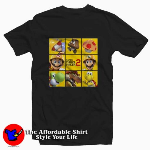 Super Mario Maker 2 Character Logo Box T-Shirt Cheap