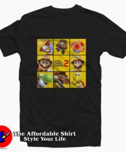 Super Mario Maker 2 Character Logo Box T-Shirt Cheap Super Mario Maker 2 Character Logo Box T-Shirt Cheap