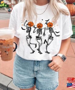 Dancing Skeleton Halloween Pumpkin Shirt Spooky Season Fall Sweatshirt Hoodie