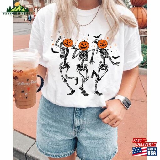 Dancing Skeleton Halloween Pumpkin Shirt Spooky Season Fall Sweatshirt Hoodie