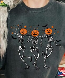Dancing Skeleton Halloween Pumpkin Shirt Spooky Season Fall Sweatshirt Hoodie