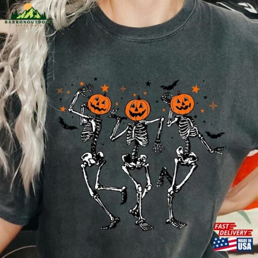 Dancing Skeleton Halloween Pumpkin Shirt Spooky Season Fall Sweatshirt Hoodie