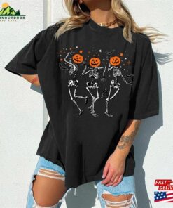 Dancing Skeleton Halloween Pumpkin Shirt Spooky Season Fall Sweatshirt Hoodie 3