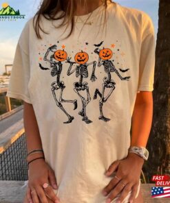 Dancing Skeleton Halloween Pumpkin Shirt Spooky Season Fall Sweatshirt Hoodie 4
