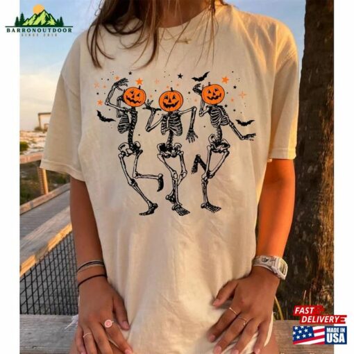 Dancing Skeleton Halloween Pumpkin Shirt Spooky Season Fall Sweatshirt Hoodie