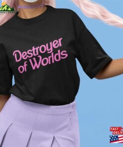 Destroyer Of Worlds In Pink Barbie Font Unisex Beefy T Short Hoodie