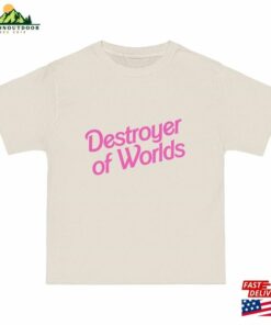 Destroyer Of Worlds In Pink Barbie Font Unisex Beefy T Short Hoodie 4