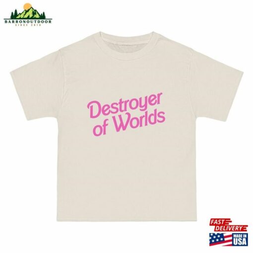 Destroyer Of Worlds In Pink Barbie Font Unisex Beefy T Short Hoodie