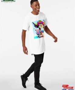 Dia De Los Muertos ( Day Of Dead ) Style Cow Long T-Shirt Unisex