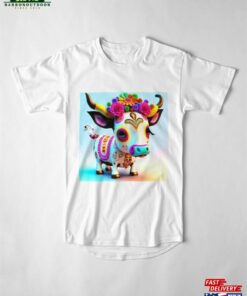 Dia De Los Muertos ( Day Of Dead ) Style Cow Long T-Shirt Unisex 2 Dia De Los Muertos Day Of Dead Style Cow Long T Shirt Unisex 3
