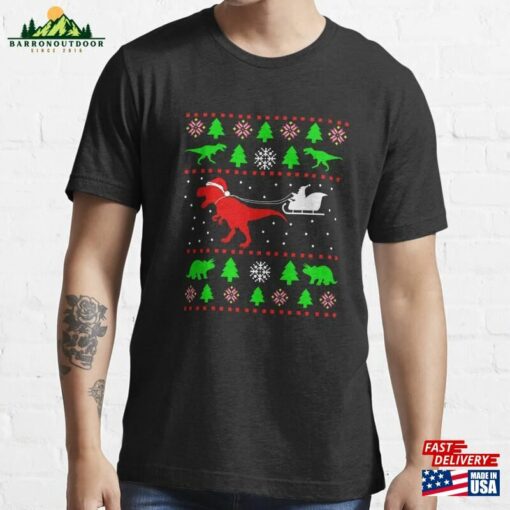 Dinosaur Ugly Christmas Sweater Xmas T Rex Essential T-Shirt Hoodie