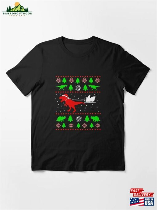 Dinosaur Ugly Christmas Sweater Xmas T Rex Essential T-Shirt Hoodie