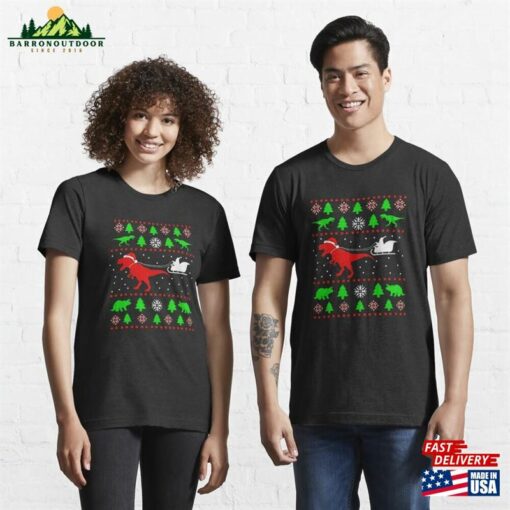 Dinosaur Ugly Christmas Sweater Xmas T Rex Essential T-Shirt Hoodie