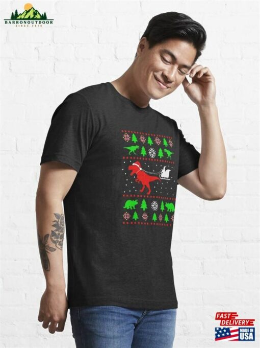 Dinosaur Ugly Christmas Sweater Xmas T Rex Essential T-Shirt Hoodie