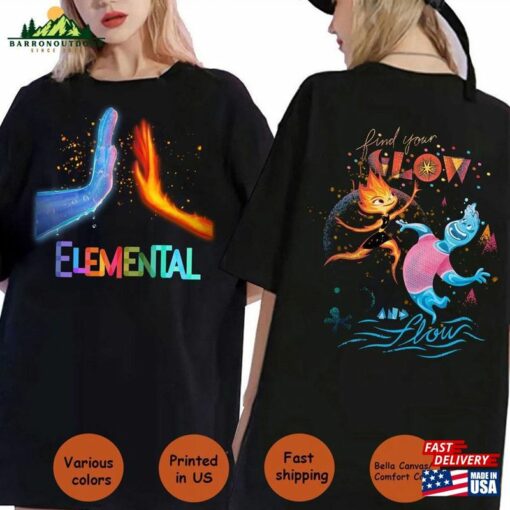 Disney Elemental 2023 Comfort Colors 2 Sides Shirt Find Your Glow And Flow Ember Wade Clod Gale Hoodie Unisex