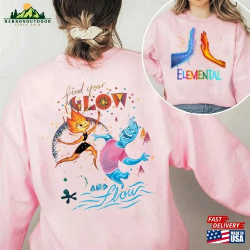 Disney Elemental 2023 Comfort Colors 2 Sides Shirt Find Your Glow And Flow Ember Wade Clod Gale Hoodie Unisex