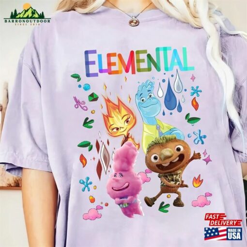 Disney Elemental Comfort Color Shirt Ember Wade Clod Grale Unisex T-Shirt Pixar Movie 2023 Tee Classic