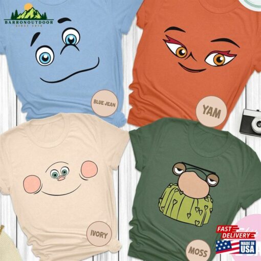 Disney Elemental Faces 4 Piece Set Shirt Ember Wade Clod Grale Tee Pixar Movie 2023 Unisex Classic