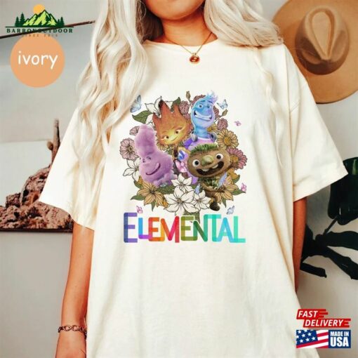 Disney Floral Elemental Characters Shirt 2023 Pixar T-Shirt Hoodie