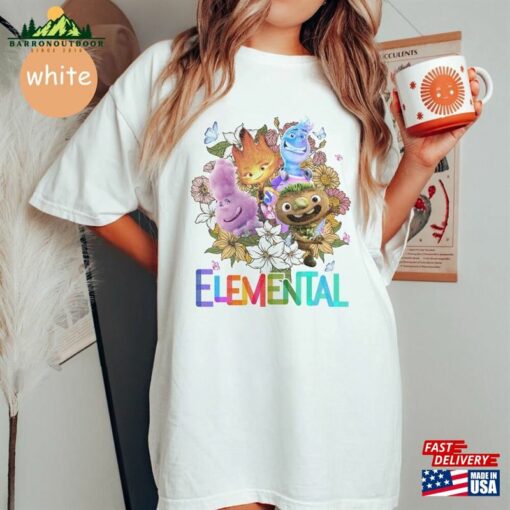 Disney Floral Elemental Characters Shirt 2023 Pixar T-Shirt Hoodie