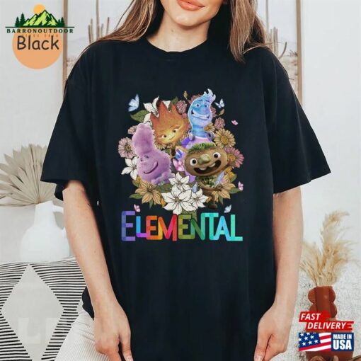 Disney Floral Elemental Characters Shirt 2023 Pixar T-Shirt Hoodie