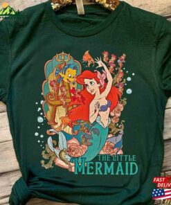 Disney Little Mermaid Movie Ariel Princess Flounder Sebastian Retro Shirt Magic Kingdom Unisex T Shirt Family Birthday Gift Adult Kid Tee Classic 3