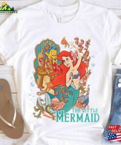 Disney Little Mermaid Movie Ariel Princess Flounder Sebastian Retro Shirt Magic Kingdom Unisex T Shirt Family Birthday Gift Adult Kid Tee Classic 4