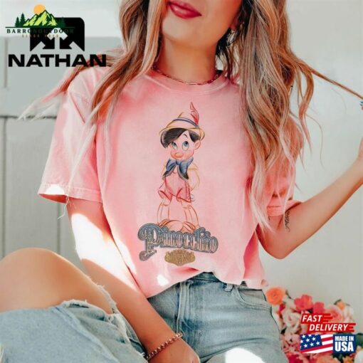 Disney Pinocchio Vintage Portrait T-Shirt Pinochio Shirt Magic Kingdom Classic Unisex