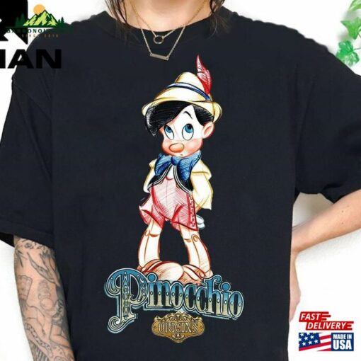 Disney Pinocchio Vintage Portrait T-Shirt Pinochio Shirt Magic Kingdom Classic Unisex