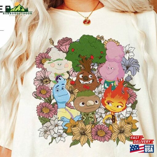 Disney Pixar Elemental Floral Shirt 2023 Ember Wade Clod Grale Sweatshirt Unisex