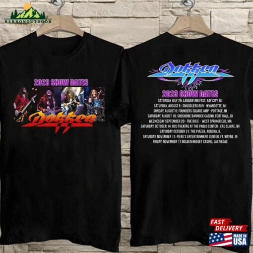 Dokken Tour July 2023 T-Shirt Show Dates Classic