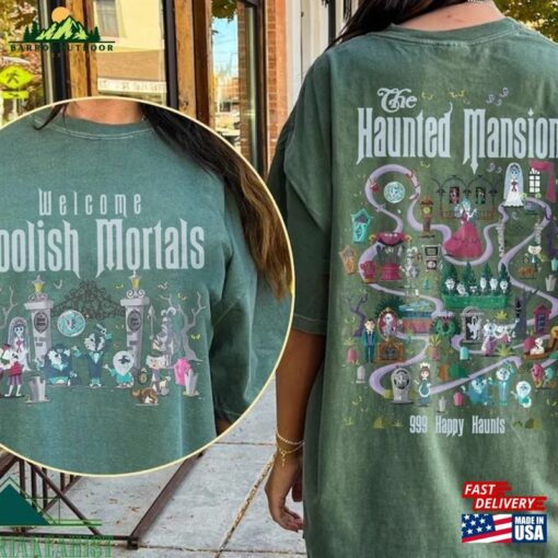 Double Sided Haunted Mansion Shirt The Map Retro Disney Halloween Sweatshirt Unisex