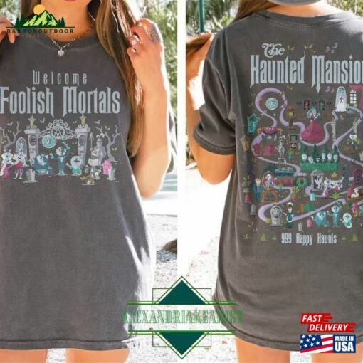 Double Sided Haunted Mansion Shirt The Map Retro Disney Halloween Sweatshirt Unisex