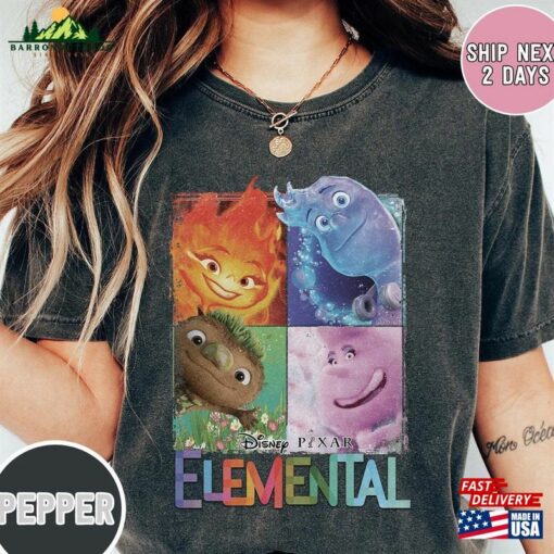 Elemental 2023 Disney Shirts Vintage Pixar Shirt Ember Wade Clod Grale Sweatshirt T-Shirt