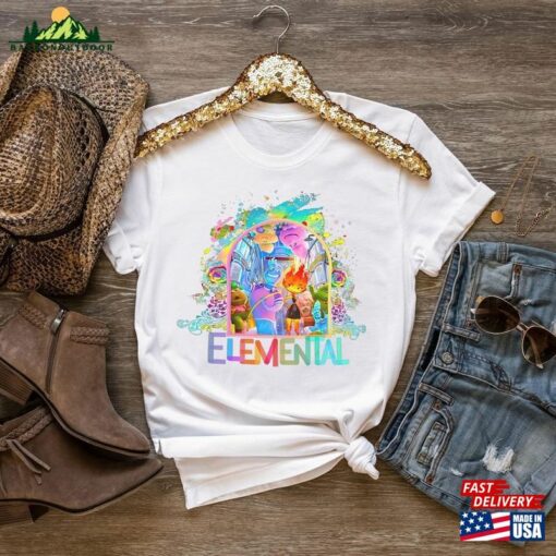 Elemental 2023 Movie Fire Water Air And Earth Disney Pixar Unisex Premium T-Shirt Women Hoodie Sweatshirt