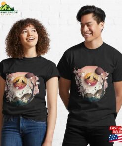 Elevated Elegance An Artistic Cherry Blossoms And Mountains Classic T Shirt Unisex 3