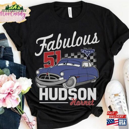 Fabulous Hudson Hornet Shirt Disney Cars Retro Doc Checkerboard Hoodie Classic