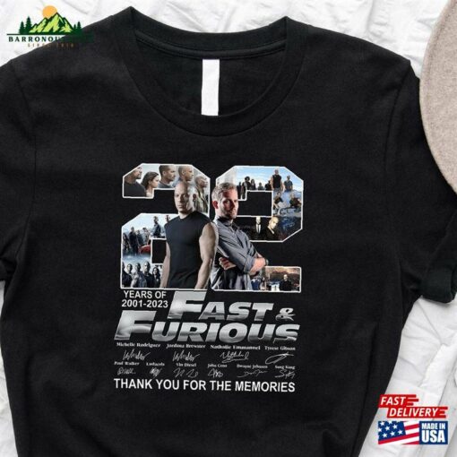 Fast And Furious Shirt 22 Years Of The Tee X 2023 Movie T-Shirt Unisex