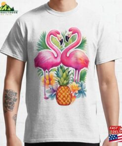 Flamingos And Pinapple Summer Tropical Vibes Classic T-Shirt Unisex Hoodie Flamingos And Pinapple Summer Tropical Vibes Classic T-Shirt Unisex Hoodie